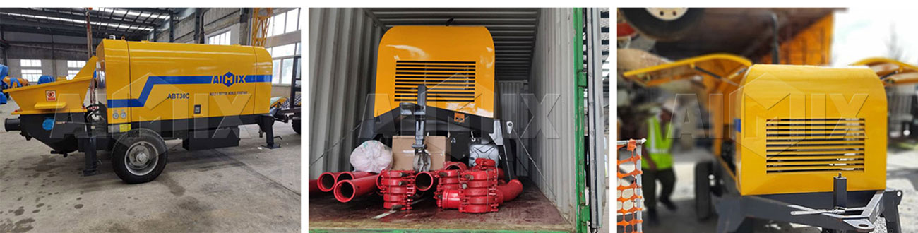ABT30C Diesel Engine Concrete Trailer Pump Is Used For Airport Construction Project