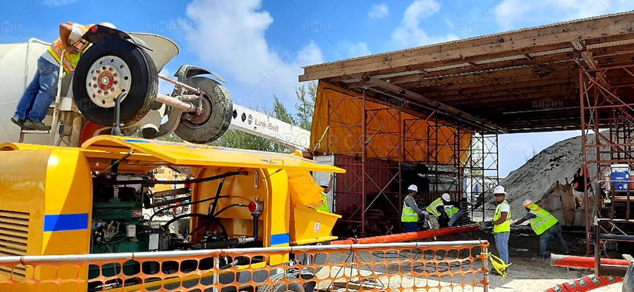 ABT30C Diesel Engine Concrete Trailer Pump Is Used For Airport Construction Project