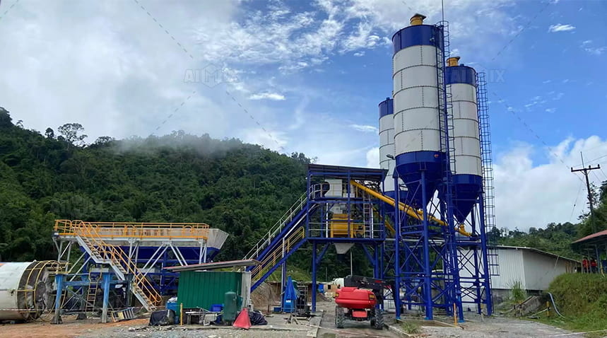 AJ60 concrete batching plant Laos case