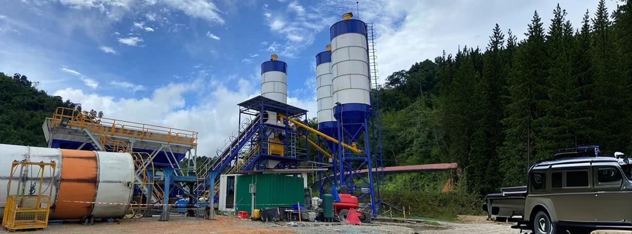 AJ60 concrete batching plant case in Laos
