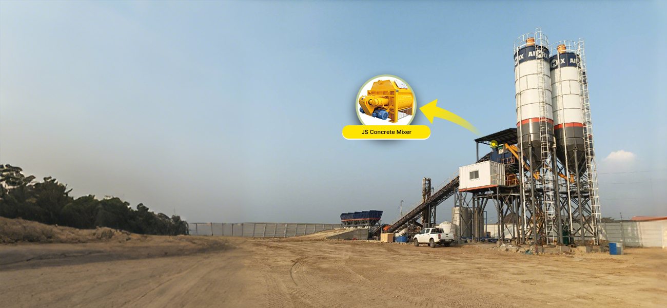 batching plant with a mixer
