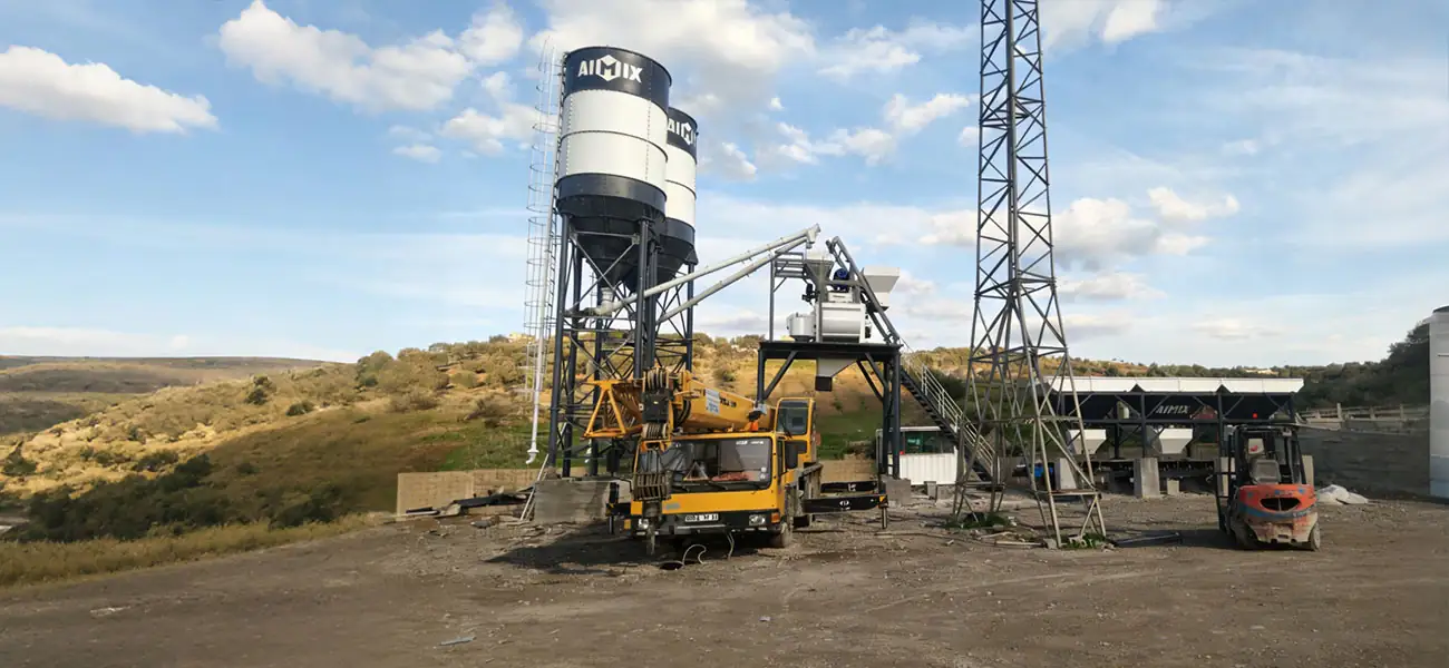 AIMIX AJ50 concrete batching plant installed in Algeria-1