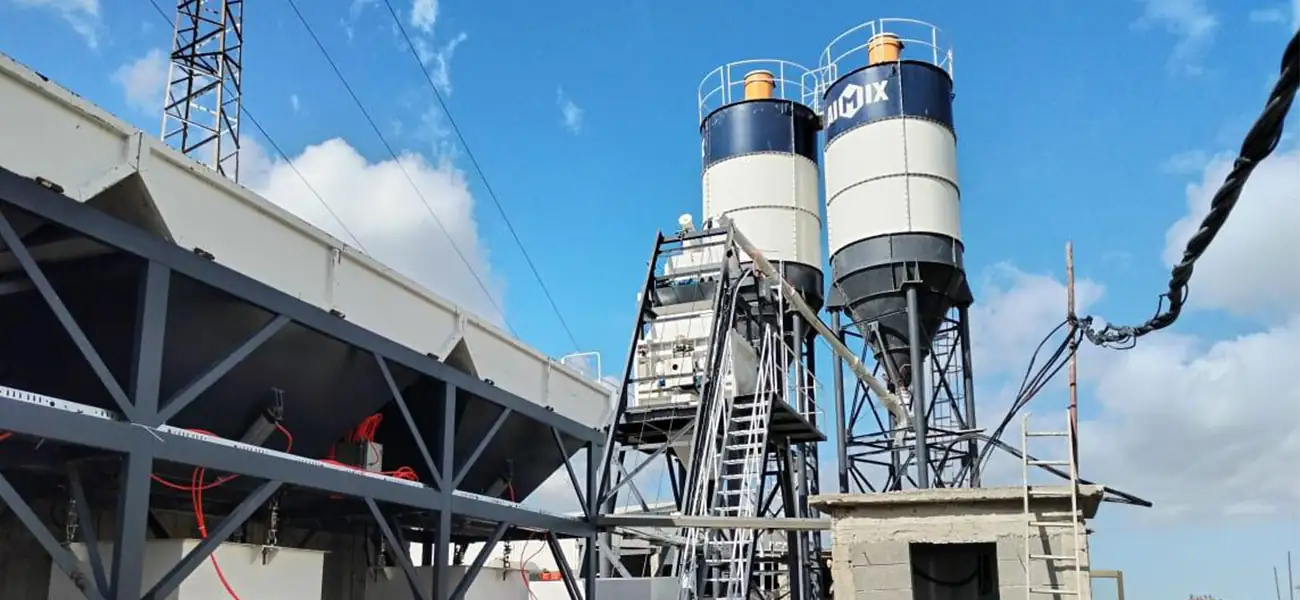 AIMIX AJ50 concrete batching plant installed in Algeria-2