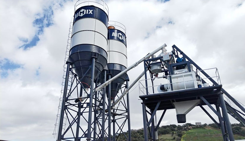 Site of AIMIX AJ50 concrete batching plant in Algeria