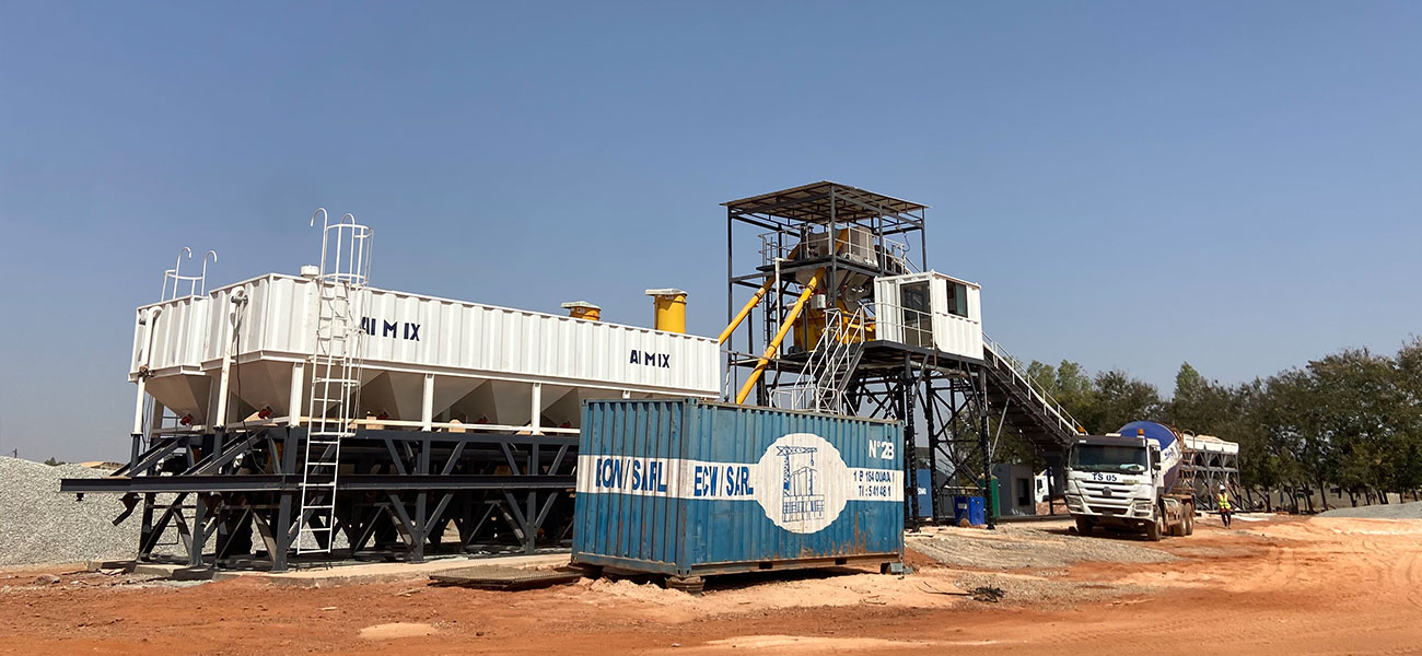 AIMIX AJM60 concrete batching plant in Tunisia