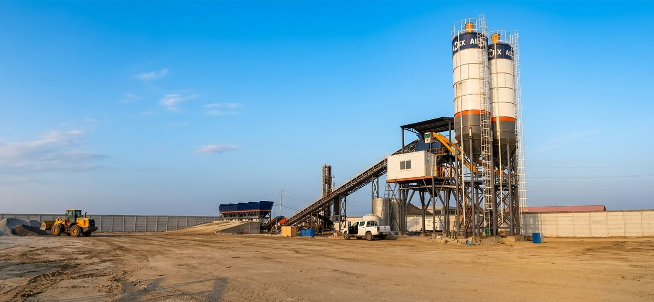 Site of AIMIX AJ90 concrete batching plant in Ecuador