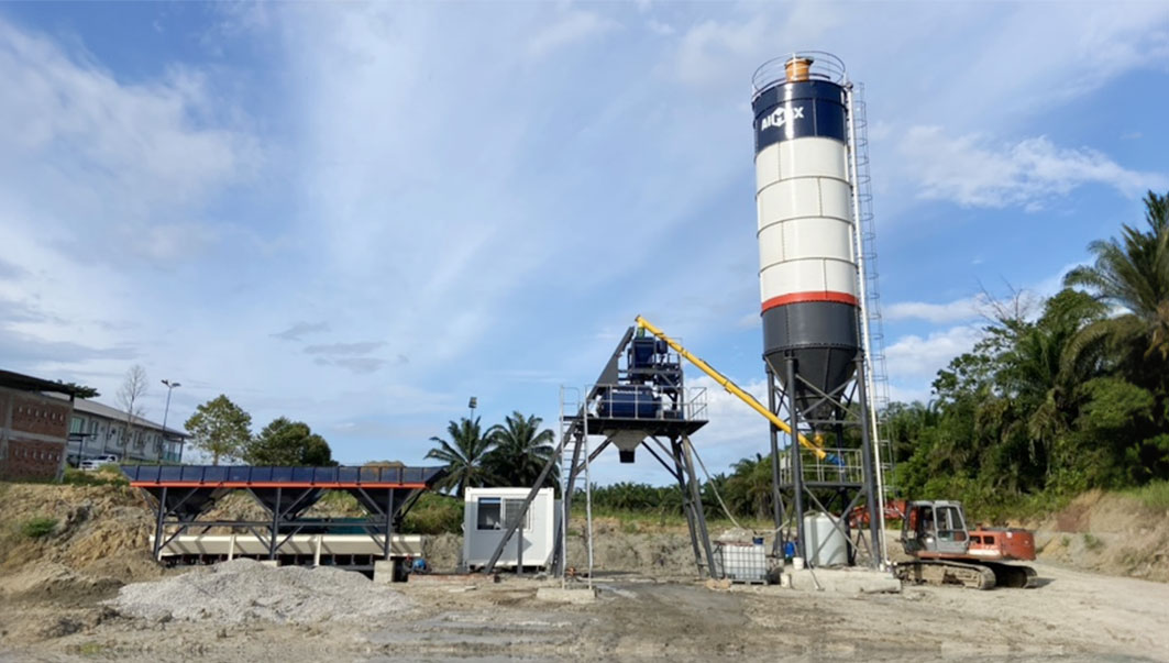 AIMIX AJ35 concrete batching plant operate in Malaysia