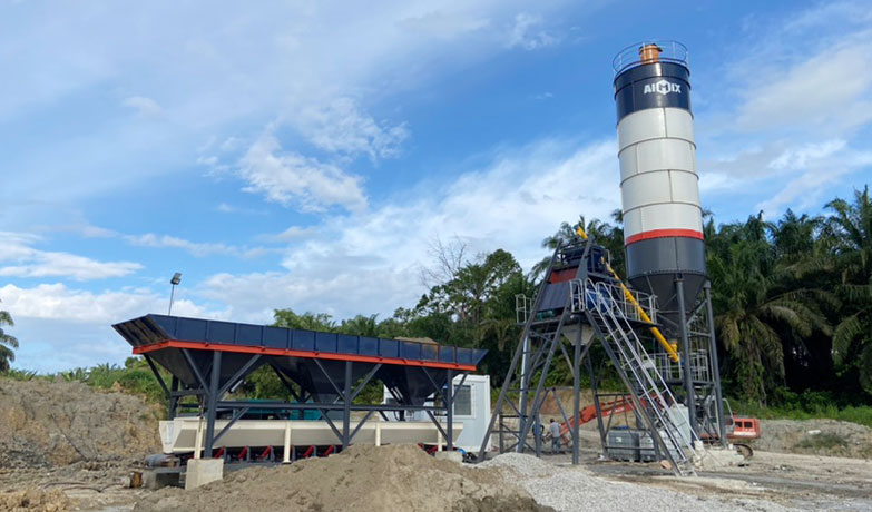 AIMIX AJ35 mobile concrete batching plant installed in Malaysia