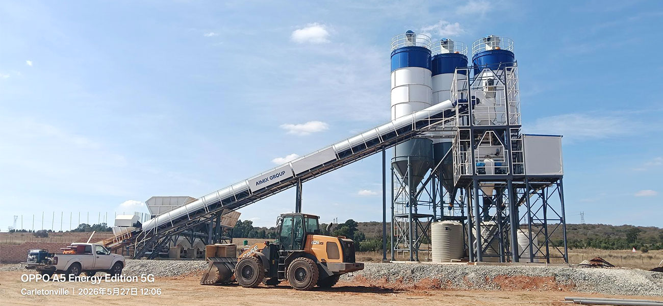 AIMIX AJ90 concrete batching plant installed in South Africa