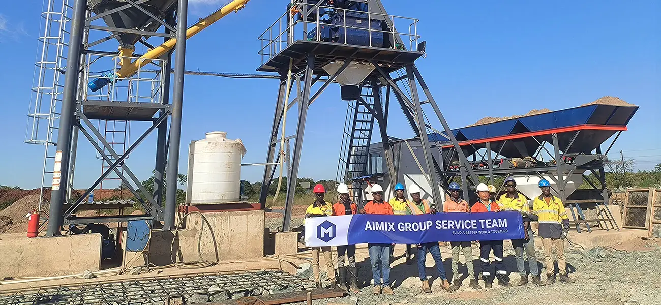 AIMIX-AJ35-concrete-batching-plants-installation-team-in-Tanzania