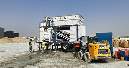AIMIX AJSY40 mobile concrete batching plants installed in dubai uae