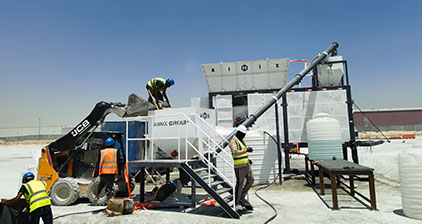 AIMIX AJSY40 mobile concrete batching plants installed in dubai uae