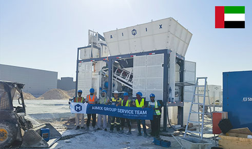 AIMIX AJSY40 mobile concrete batching plants installed in dubai uae