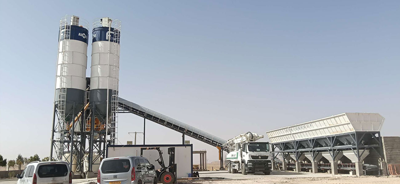 AIMIX AJ90 concrete batching plants installed in Algeria