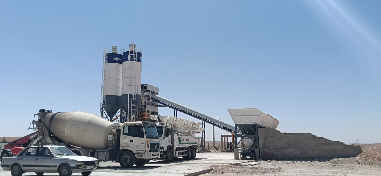AIMIX AJ90 concrete batching plants installed in Algeria