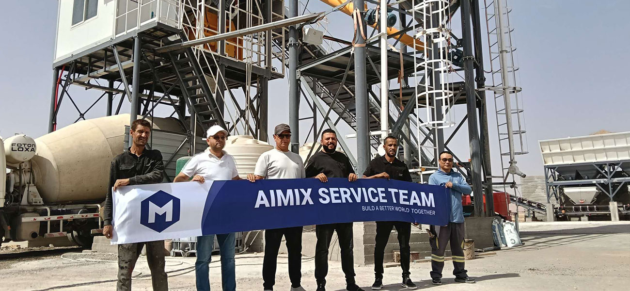 AIMIX AJ90 concrete batching plants installed in Algeria