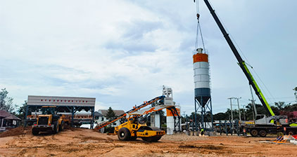 AIMIX AJQ70 compact concrete batching plants installed in Laos