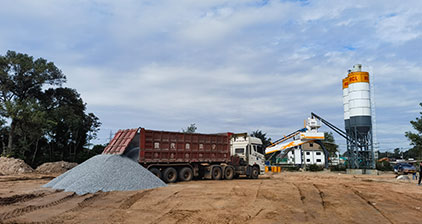 AIMIX AJQ70 compact concrete batching plants installed in Laos