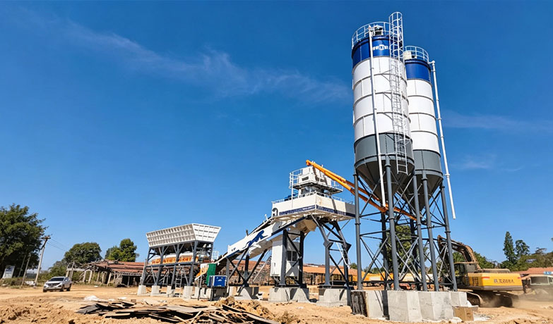 AIMIX AJ70 compact concrete batching plant in Algeria