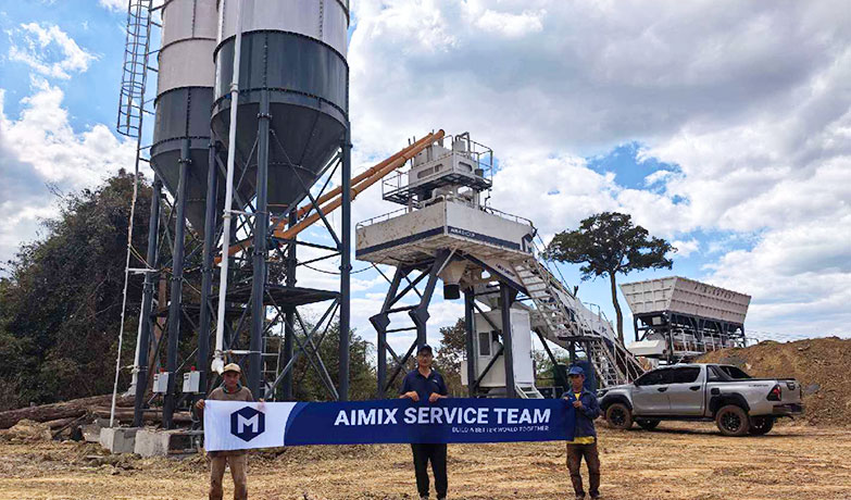 AIMIX AJ70 compact concrete batching plant in Algeria