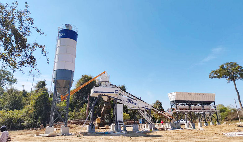 AIMIX AJ70 compact concrete batching plant in Algeria