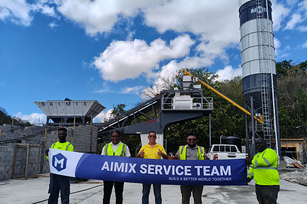 Site of AIMIX AJY60 concrete batching plant in Antigua and Barbuda