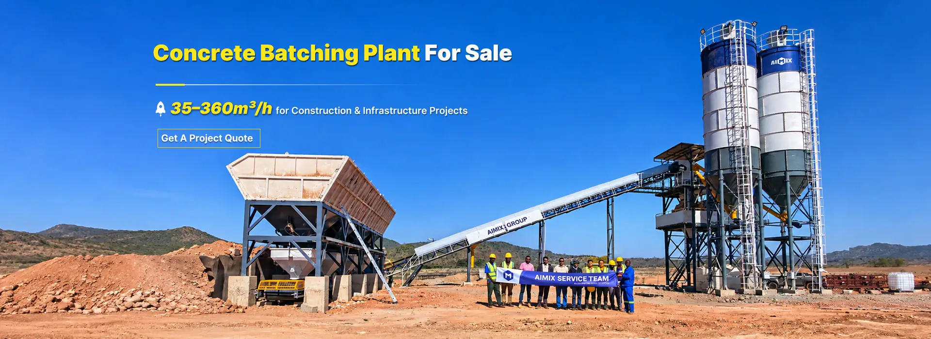 Service-team-of-AIMIX-AJ60-concrete-batching-plant-in-south-africa